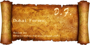 Dukai Ferenc névjegykártya